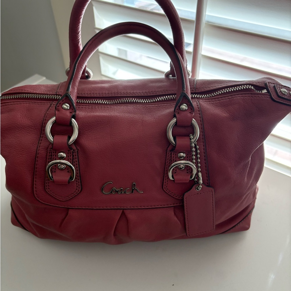 Coach Pink Leather Satchel with Elegant Design
